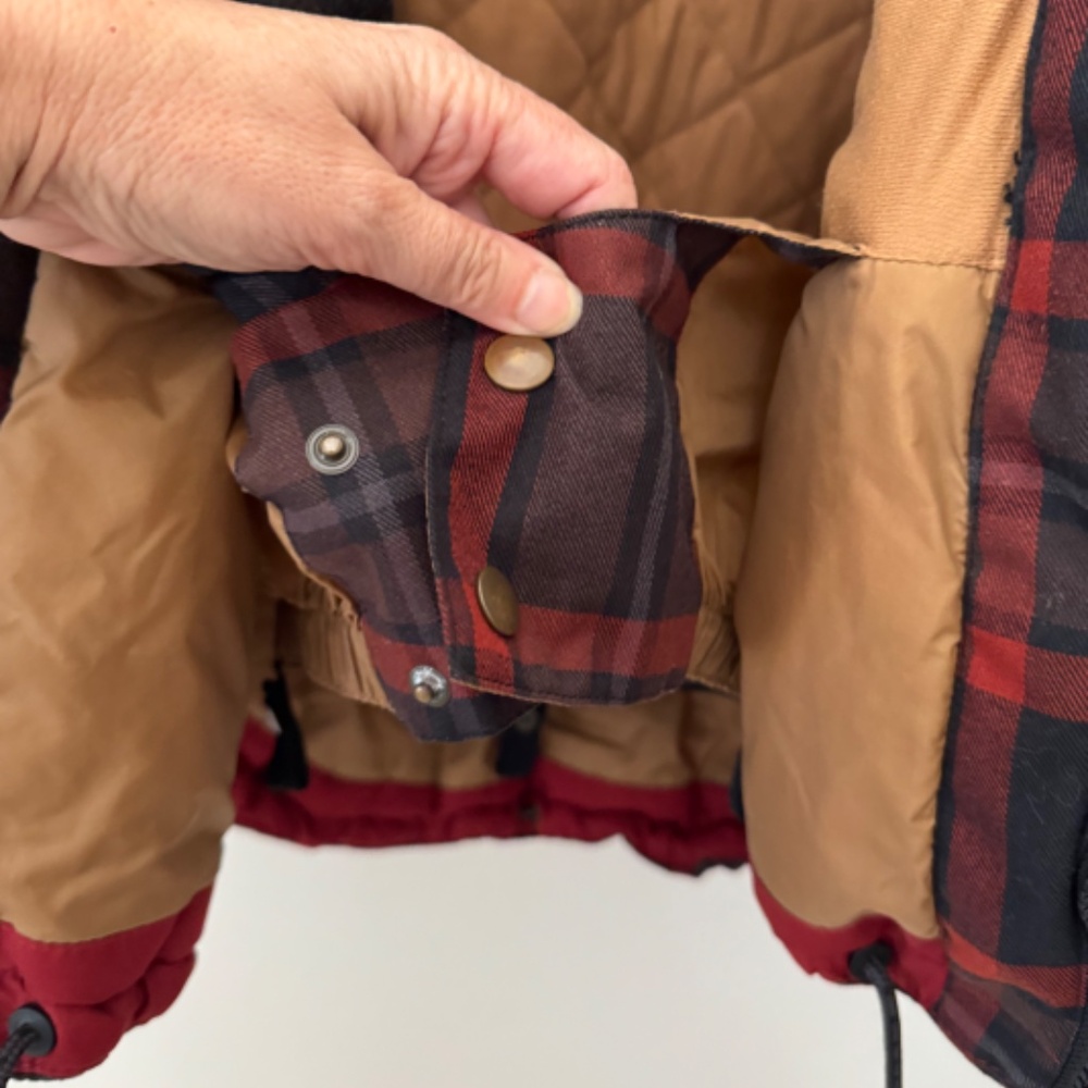 686 Woodland Insulated 10K Plaid Snowboard Ski Jacket Red Brown Black - Picture 7 of 12